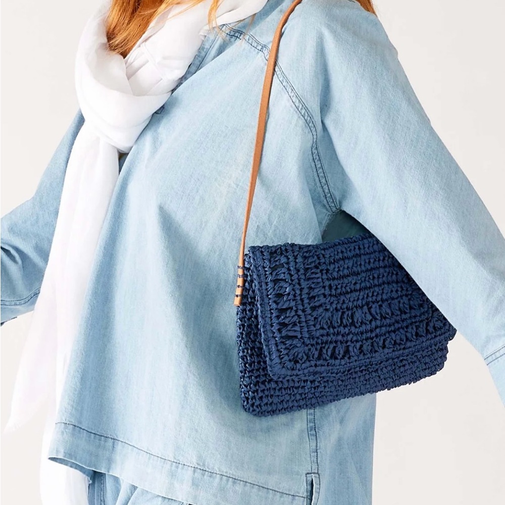 Mersea Navy Sun Chaser Straw Pochette - Picture 3 of 11